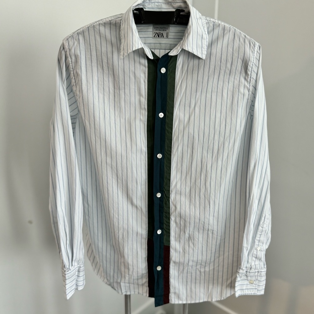 Zara Collection Men Striped Patchwork Limited Edition Shirt (size: s)